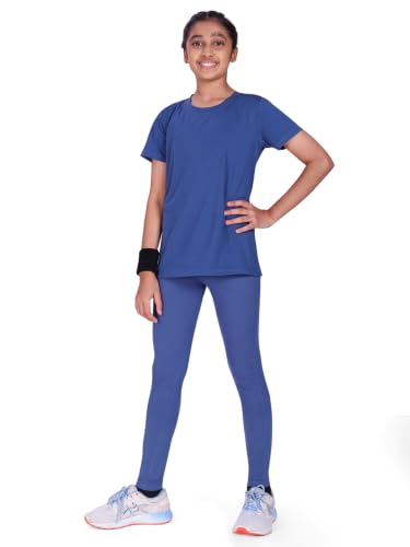 Image of Girl's Active Sports Wear Solid Short Sleeve Running Workout Tshirts Athletic Tops Lightweight Quick Dry Training Yoga Round Neck Tshirt (4 to 14 YRS)