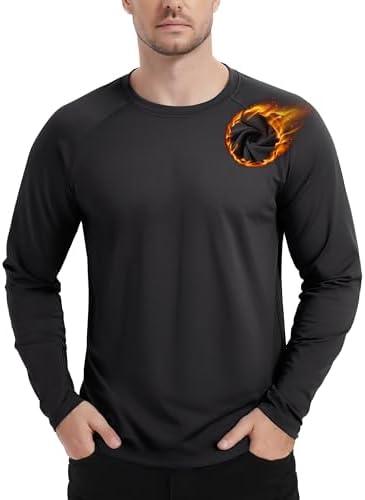 TACVASEN Thermounterwäsche Herren Innenfleece Sport Langarmshirt Atmungsaktiv Warm Skiunterwäsche Fleecepullover Stretch Funktionsshirt Winter Basic Thermoshirt
