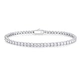 CACESTONE Moissanite Tennis Bracelet 925 Sterling Silver Fine Jewelry 3mm D Color Lab-Grown Simulated Diamond Wedding Bridal Birthday Gift for Women Men, Length 7.5 Inch