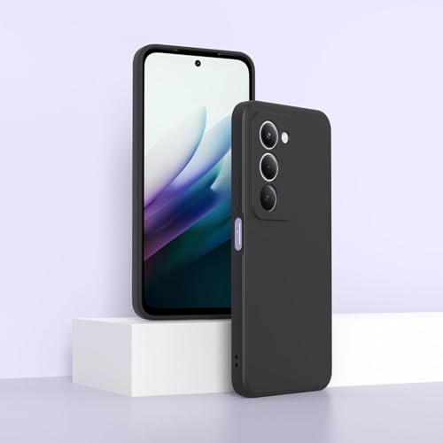 Image of DIZORO Compatible with Mi Redmi 15 5G Back Cover with Upgraded Square Edges for Camera Protection Shockproof Flexible Matte Liquid Silicone Mobile Phone Case (Black)