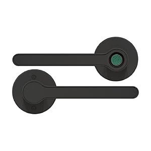 Blusafe Fingerprint Internal Door Lock, Biometric Smart Door Handle, 50 Fingerprints, 2 Backup Keys, HMO/Student Houses, Bedrooms, Home Office Locks (Rose, Black)