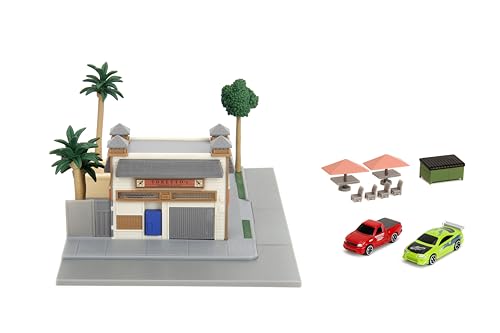 Fast & Furious Toretto Market & Cafe con 2 autos die-cast miniatura 5