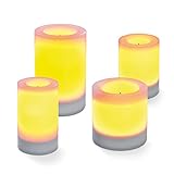 Flammenloses Solar LED-Kerzen 4er Set für Outdoor - Größen 105,130,105 und 155 mm - unsichtbar integriertes Solarmodul - gelbe LED mit Flackerlicht - Party Solarleuchte esotec 102235