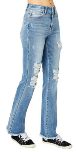 Judy Blue Medium Wash High Waist Destroy Fray Hem Bootcut3
