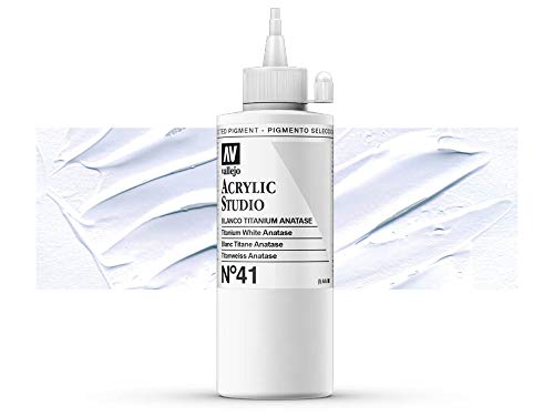 VALLEJO ACRYLIC STUDIO, tinta acrílica, 200 ml, branco titânio ANATASE, número 41
