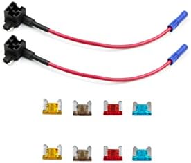KOLACEN Automotive Car Truck 2 Pieces 16 Gauge Add-a-Circuit Fuse TAP Adapter for Low-Profile Mini Blade Type Fuse + 8 Pieces Low Profile Mini Fuse 5Apm 7.5Apm 10Apm 15Apm