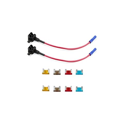KOLACEN Automotive Car Truck 2 Pieces 16 Gauge Add-a-Circuit Fuse TAP Adapter for Low-Profile Mini Blade Type Fuse + 8 Pieces Low Profile Mini Fuse 5Apm 7.5Apm 10Apm 15Apm Cover
