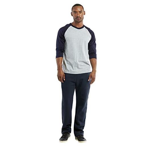 Knocker Sweatpants - Men's Heavy Fabric Cotton Blend Open Bottom Fleece Sweatpants (L, Navy)