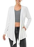 baleaf Lightweight Summer Cardigan for Women Long Sleeve Thin Open Front Casual Yoga Flowy Cardigan with Pockets White S
