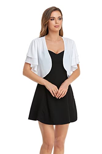 Women Short Sleeve Shrug Cropped Bolero Open Front Chiffon Cardigan for Evening Dress4