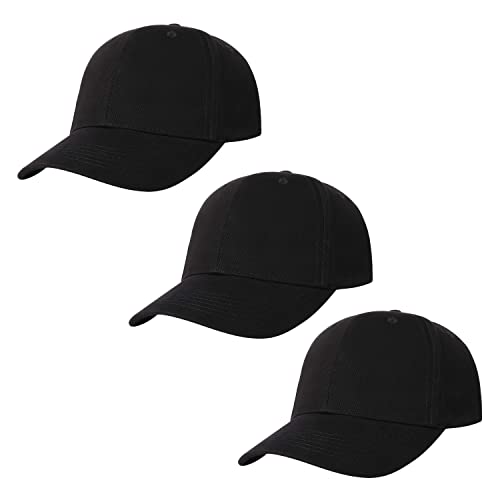 Image of 3 Pack Plain Cotton Strapback Baseball Hat Adjustable Low Profile Blank Team Ball Caps for Men Women