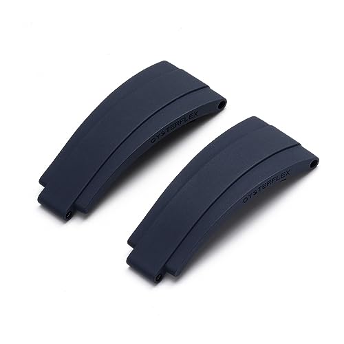 Bracelet de montre caoutchouc 20 mm bleu imperméable avec boucle ardillon argentée