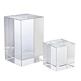 Economy K9 Crystal Blank Blocks for Inner Laser Engraving, 1.97x1.97x3.15 inch Rectangular & 1.97x1.97x1.97 inch Cube, Crystal for 3D UV Engraving