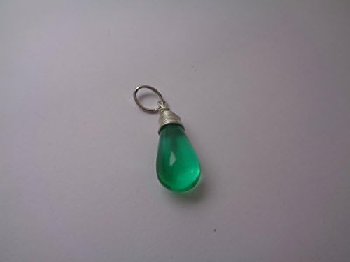 Gemsbazar Colombian Emerald Drop Wire Wrapped Pendant, Silver Filled Pendant, Gift for Her