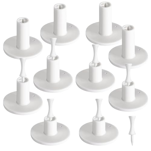 heqxwl Rubber Golf Tees for Mats, Cross Shaped Golf Tee Holder Set for Driving Range & Simulator Practice, 5 Sizes 10p Unbreakable Tees & 20p Ball Stud for Indoor Outdoor Use (White)