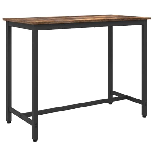 Table en chêne fumé 100x50 cm réglable en hauteur avec cadre en acier
