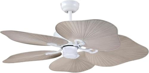Image of Westinghouse Lighting Oasis Tropical Ceiling Fan, 44 Inch Indoor /Outdoor Ceiling Fan with Remote Control, Matte White Finish, DC Motor