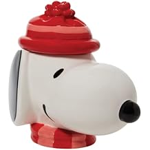 Enesco Peanuts Ceramics Snoopy Face Sculpted Canister Cookie Jar, 10.24 Inch, Multicolor