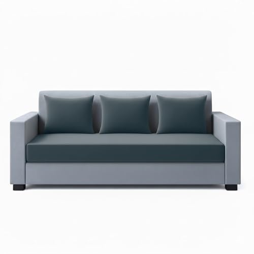 Image of FURNY Lexon 5 Seater Fabric 3+1+1 Sofa Set (Dark Grey-Light Grey) Premium Velvet Finish | Durable & Comfortable | Ideal for Living Room