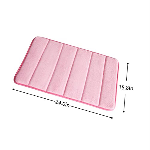 Xerhnan Memory Foam Bath Mat Set - Non Slip, Absorbent, Soft Bath Rug Set - Fast Drying Washable Bath Mat - Size 15.8” X 24” (2, Pink) #TOP3