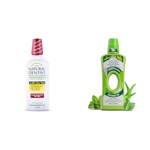 The Natural Dentist Peppermint Twist Mouthwash No Alcohol No Fluoride Plant-Based & Prebiotic Mouthwash Alcohol-Free Zymbiome Complex 99% Natural Fresh Breath Happy Gums 16.9 oz Each image 2