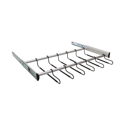 Brixwell QINF-001 12 Hanger Pants Rack Pull Out, Full Extension Slide Matt Aluminum Finish