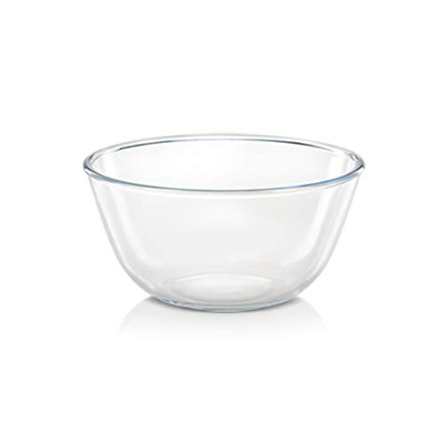 Image of Borosil 500ml Serving & Mixing Bowl | Made in India Borosilicate Glass Bowl for Kitchen & Dinning | Bowl for Mixing Dough, Salad, Batter | Microwave & Dishwasher Safe (Clear)