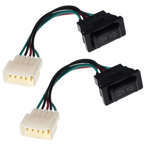 Bumbesti 2pcs Universal 5-Pin Car Power Window Switch with Wiring Car Slide Out Switch Control Power Window Lift Harness Socket Adapter Master Rocker Switch DC12V 24V, Rated Current 20A