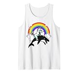 unicorno cavalca orca balena arcobaleno divertente unicorno canotta