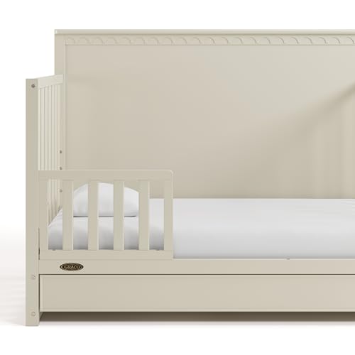 Image of Storkcraft & Graco Toddler Safety Guardrail with Slats (Frosted Oat) - GREENGUARD Gold Certified, Converts Compatible Storkcraft & Graco Crib to Toddler Bed, Each Guardrail Sold Individually