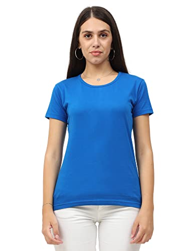 Image of FLEXIMAA Women's Cotton Plain Round Neck Half Sleeve T-Shirt
