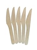 KingSeal FSC Certified Disposable Wood Cutlery Knife, Biodegradable and Earth Friendly, 6.5 Inch Length - 100 Count