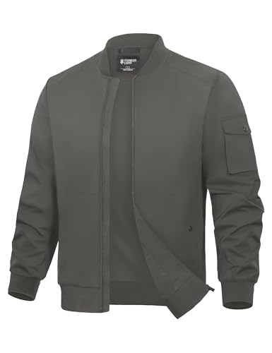 Pioneer Camp Mens Bomber Jacket Lightweight Casual Spring Fall Windbreaker Stylish Varsity Flight Zip Up Coat with Pocket