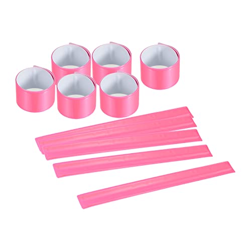 PATIKIL Reflective Bands, 12 Pcs High Visibility Reflective Arm Wrist Ankle Band Safety Reflector Strips for Night Running Cycling Pink