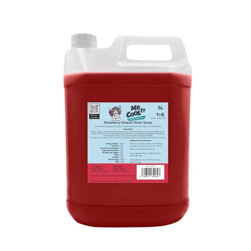 Mr Cool It Strawberry Daiquiri Cocktail Slush Syrup 5L - Reduced Sugar Frozen Drink Mix 6:1 Concentrate Suitable for All SLUSHI Machines Vegan Halal & Gluten Free
