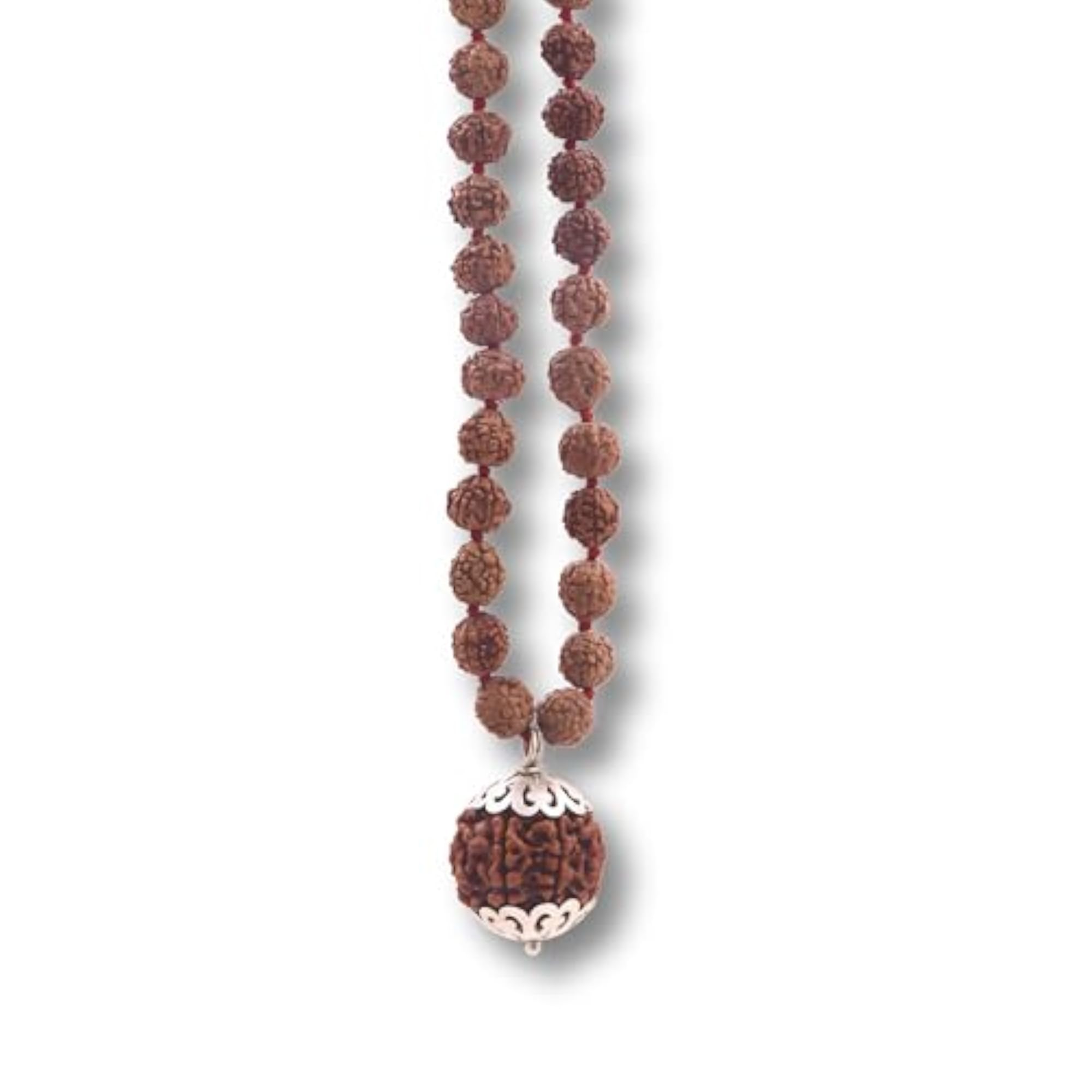 5 Mukhi Rudraksha Mala with 6 Mukhi Pendant, Pure Silver