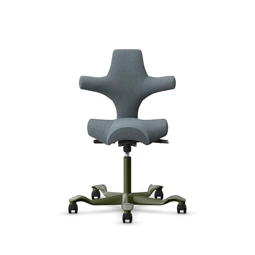 Image of HAG Capisco Sit to Stand Chair-Moss Gray Frame-Upholstered Dark Gray