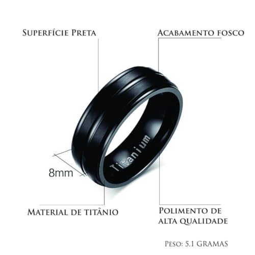 Anel Preto Masculino Feminino De Titânio 6mm (20)