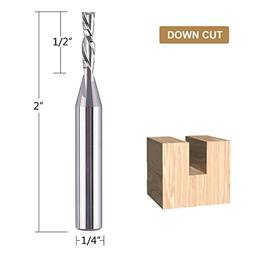 Spetool Spiral Router Bits With Downcut 1/8 Inch Cutting Diameter, 1/4 Inch Shank Cnc Bits Solid Carbide End Mill For Wood Cut, Carving #TOP1