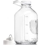 CUCUMI Glass Milk Bottle with Reusable Strong Airtight Screw Lid, 1 Pack 64 Oz Glass Juice Bottles for Almond Milk
