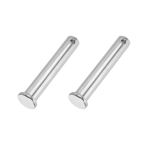 PATIKIL 12 x 70 mm Single Hole Clevis Pins, 2 Pcs 304 Stainless Steel Flat Head Pin for Hitch Pin Lock Link Hinge Systems, Silver