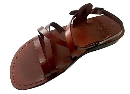 LION OF JUDAH MARKET Biblical Style 02 Unisex Adults Genuine Leather Flip Flops Jesus Sandals
