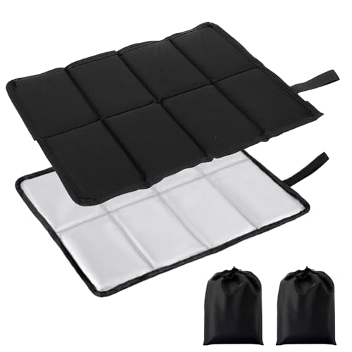 Druuzyl 2er Pack Sitzkissen Outdoor, Thermo Sitzkissen Faltbar, Wasserdicht mit 2 Aufbewahrungstaschen, Leicht und tragbar Ideal für Camping, Wandern, Angeln und Picknick (Schwarz)