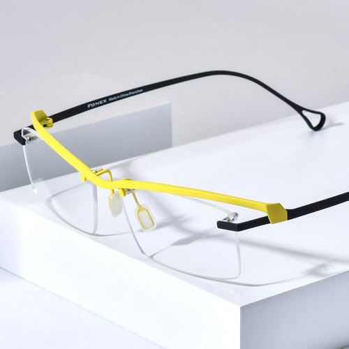 Image of FONEX Pure Titanium Glasses Frame Men Semi Rimless Square Eyeglasses Eyewear DTX416