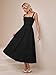 KUTUMAI Summer Corset Midi Dress Elegant Square Neck Flowy A Line Wedding Guest Tea Party Dresses for Women Sundress 2025 Black XL