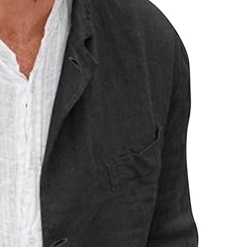 Men's Casual Linen Suits Blazer Lightweight Single Breasted Sport Coat 3 Button Notched Collar Suit Jacket3