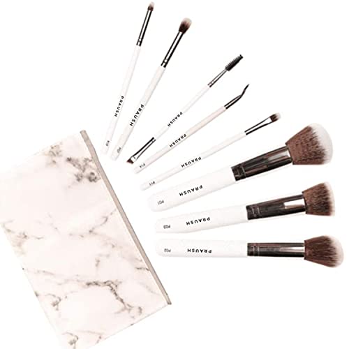 PRAUSH (Formerly Plume) 9 Pcs Professional Makeup Brush Set (Face & Eye) With Marbelicious Makeup Pouch
