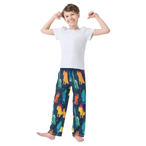 Cute Dinosaurs Blue Pattern Lounge Pajama Pants Soft PJ Bottoms for Sleepwear Ages 6-14 Years3