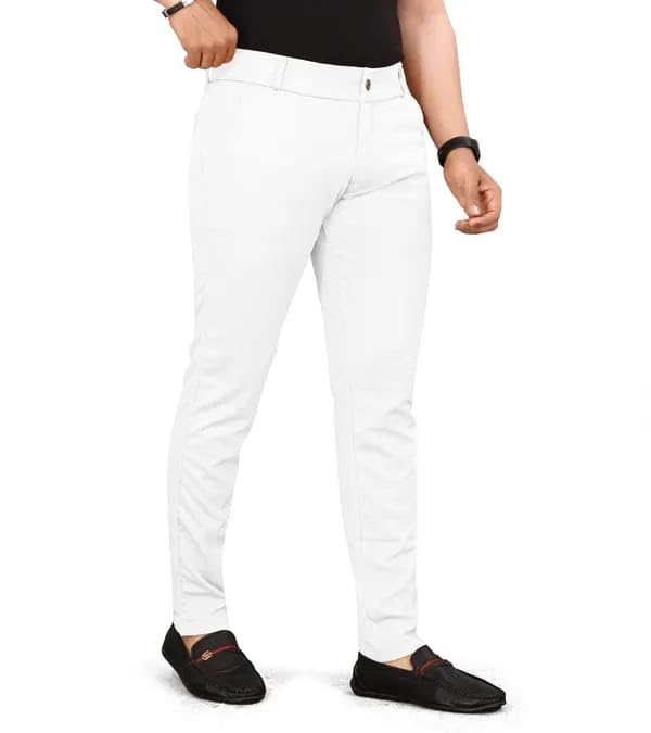 Image of Men's Lycra Stretch Casual Pants Slim Fit Comfortable Trousers Daily Use Solid Pants for Men TS K003 Parent
