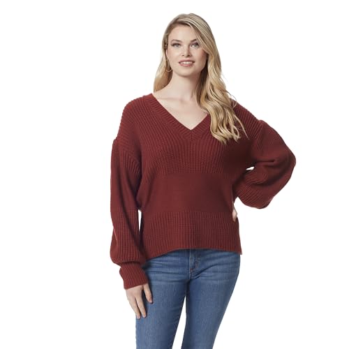 Jessica Simpson Womens Elmira Bell Long Sleeve V-Neck Sweater